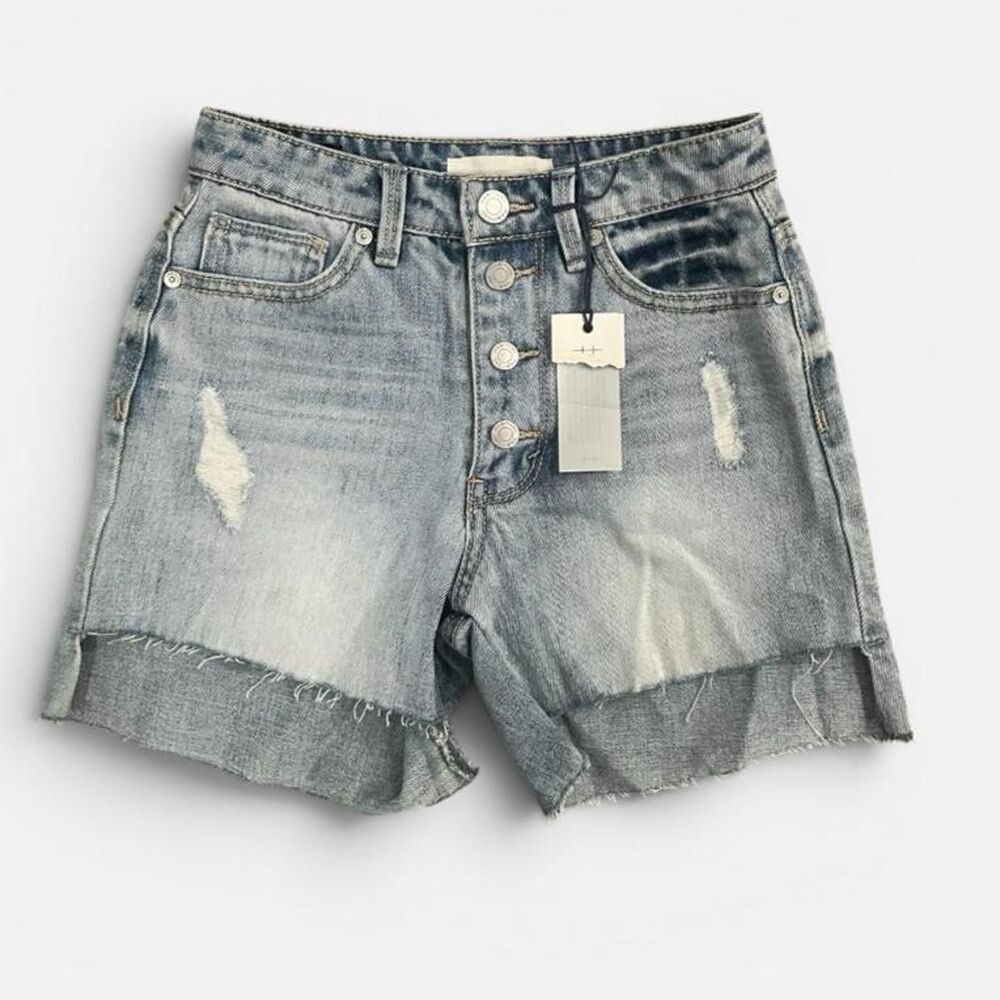 NWT Habitual Girl High Rise Ritual Distressed Frayed Denim Jean Shorts 10